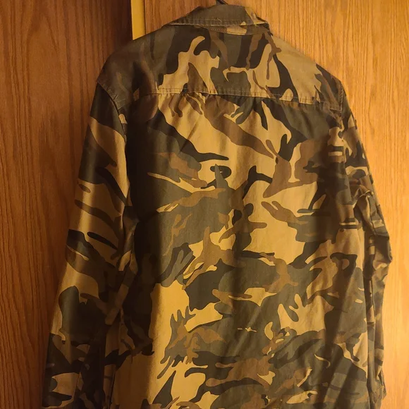 FOREVER 21 Men's Camouflage Jacket | Regular Fit | Small | Olive Green | Cotton - Picture 4 of 8